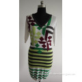 Ladies jaquard stripe knit dress